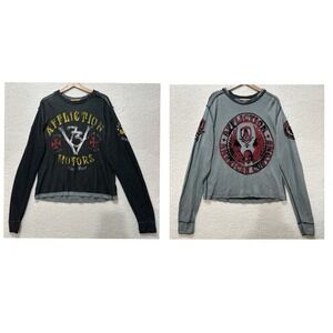 Affliction Reversible‎ Y2K Multicolor 2000's Pullover Sweater Streetwear Size XL
